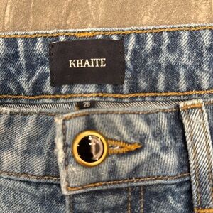 Khaite Jeans Women's 28 Danielle Distressed Raw Hem High Rise Straight Leg Denim